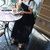 Mistletoe新款时尚背带长款裙子韩版女装夏雪纺连衣裙F6848(黑色 S)第3张高清大图