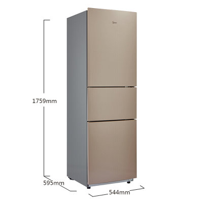 美的（Midea）BCD-213TM(E) 阳光米 213升 分类保鲜 节能静音 三门三门式直冷冰箱家用冰箱