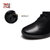 马内尔新款纯色百搭真皮单鞋深口黑色粗跟舒适圆头女鞋G05221(黑色 35)第4张高清大图