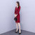 亿梦诗 红色针织连衣裙2021年春季新款收腰设计感气质礼服裙洋气高端轻奢ET628(红色 XL)第4张高清大图