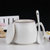 早餐杯子陶瓷马克杯带盖勺创意牛奶情侣咖啡茶杯简约家用办公水杯瓷勺不锈钢勺随机发(红色 杯 勺)第5张高清大图