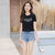 Dream Gate夏季T恤2021新品字母印花短袖女装时尚休闲(黑色 XXL)第3张高清大图