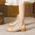 CaldiceKris （中国CK）女蕾丝网甜美后拉链舒适凉靴CK-X9008(黑色 35)第4张高清大图