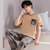 金莎拉睡衣男夏季短袖长裤加大码薄款运动家居服套装(P1102 L)第5张高清大图