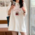 木缘子夕新款短袖t恤女中长款夏季设计感小众印花半袖上衣(白色 M)第3张高清大图