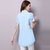 VEGININA 中长款修身显瘦气质短袖衬衫 9586(天蓝色 3XL)第3张高清大图