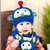 秋冬宝宝帽子男女婴儿帽子韩国儿童毛线帽围巾两件套0-3-6-12个月保暖(牛仔蓝)第4张高清大图