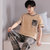 金莎拉睡衣男夏季短袖长裤加大码薄款运动家居服套装(P1102 L)第4张高清大图