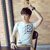 卡郎琪 男士新款夏装韩版短袖T恤 男时尚个性几何图案青年打底衫 大码圆领短袖T恤上衣(KLQDQC1689-1灰色 XL)第3张高清大图