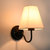 美式复古铁艺壁灯亚麻床头灯卧室客厅书房墙壁灯创意个性酒店房灯(白色灯罩 白色灯体（带光源）)第2张高清大图