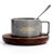 创意美式咖啡杯碟勺 欧式茶具茶水杯子套装 陶瓷情侣杯马克杯.Sy(美式咖啡杯(铁锈黑)+勺+木盘)第5张高清大图