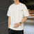 夏季男士ins纯棉圆领短袖T恤加肥加大潮牌学生胖子韩版五分袖衣服(白色 XXXL)第2张高清大图