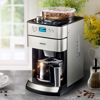 PHILIPS飞利浦咖啡机 家用全自动现磨一体带咖啡豆研磨功能 HD7751/00(银色)