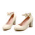 羽陌伦诗 韩版新款女鞋甜美蝴蝶结圆头纯色一字式扣带中跟粗跟单鞋 R173(米色 39)第2张高清大图