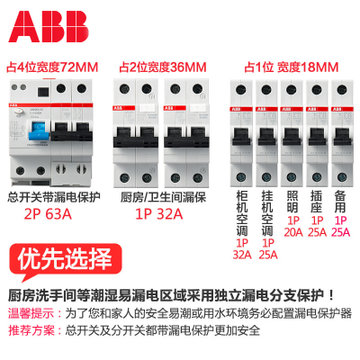 ABB断路器 1P25A空气开关单极微型空开 SH201-C25
