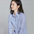 MISS LISA春季职业装蓝白细条纹衬衫女长袖韩版女士衬衣K6621(蓝色 M)第5张高清大图