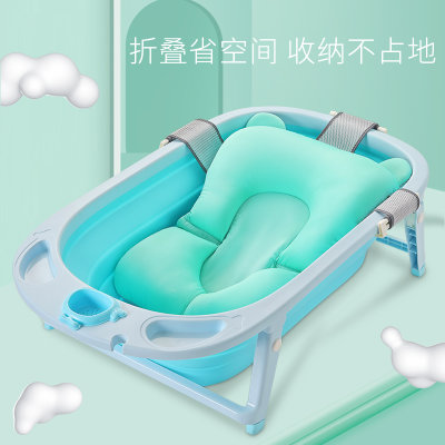 婴儿折叠浴盆宝宝洗澡盆小孩儿童大号可坐躺通用新生儿用品沐浴桶(清新绿 颜色)