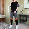 X17短袖套装男夏季新款潮流帅气青少年时尚休闲运动服两件套XCF0148(黑色 M)