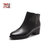 马内尔冬季新品短筒皮里时尚真皮简约粗跟百搭时装靴女靴GD09431(黑色 37)第5张高清大图