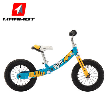 MARMOT土拨鼠儿童山地自行车学步车滑行车平衡车童车1-4岁12寸(红黄蓝)