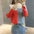 2018新款秋冬季韩版宽松拼色针织衫套头毛衣打底衫女(米白+桔红 XL)第3张高清大图