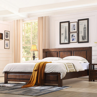 a家家具 美式床实木床1.5米乡村现代简约主卧水曲柳婚床双人床1.8(架子床 1.5*2米框架床)