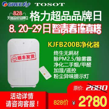 格力大松(TOSOT) KJFB200B 空气净化器 专业除PM2.5高达99% 终生无耗材 全国联保