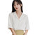 2021夏季新款白衬衣职业雪纺白色衬衫女士设计感小众中袖气质上衣(2XL 杏色)第5张高清大图