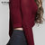 TITIKA新款时尚瑜伽服上衣露腹高腰交叉重叠针织衫女长袖62193(酒红色 L)第5张高清大图