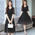 亿梦诗 星星长裙夏装新款短袖雪纺裙超仙的法国黑色气质v领连衣裙女ET546(黑色 XL)第3张高清大图