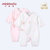 小米米minimoto宝宝连体衣哈衣爬服新生儿女棉绑带连身衣(米白-和式连身衣 59cm（3-6个月）)第4张高清大图