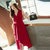 MISS LISA韩版时尚气质中长款连衣裙女式修身显瘦打底裙YS3323(红色 XXL)第2张高清大图
