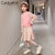 CaldiceKris（中国CK）女童碎花拼接裙毛衣马甲套装CK-TF3498(110-160 紫色)第5张高清大图