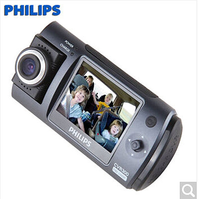 飞利浦（PHILIPS）行车记录仪 全高清1080P广角拍摄180度可旋转镜头CVR300 黑色 官方标配