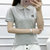 2021夏季短袖T恤女纯棉白色有领NY刺绣潮牌polo衫女运动翻领上衣(灰色 XL)第3张高清大图