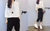 欧洲站大码气质修身长裤+长袖上衣休闲时尚套装 S-3XL(粉色 L)第3张高清大图