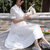 Mistletoe2017夏季新款女装修身蕾丝镂空衬衫韩版连衣裙F6674(白色 XL)第2张高清大图