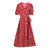 MISS LISA法式连衣裙印花裙子收腰显瘦红色雪纺中长裙B167(红色 S)第5张高清大图
