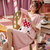 【俞兆林】 粉色条纹睡衣女夏季短袖可爱蝴蝶结可外穿2021年新款女士家居服套装 36002(粉红色 L)第4张高清大图