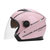 新款电动车头盔冬季保暖头盔骑行双镜片防护帽(粉红色 成人)第3张高清大图