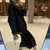 MIJUI“丝绒九月嬉皮”摇曳生姿的人鱼美女黑色中长款半身裙(丝绒黑 S)第5张高清大图
