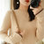 2021韩系早秋新款女士半高领卷边打底衫纯棉针织袖拼色针织衫毛衣(粉红色 L)第5张高清大图