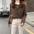 MISS LISA韩版宽松短款毛衣外套长袖针织衫开衫上衣K1108(深灰色 M)第3张高清大图