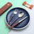 便携304不锈钢叉勺筷子餐具套装 单人装旅行出差三件套学生餐具(蓝色 2件套)第5张高清大图