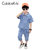 CaldiceKris（中国CK）男童橘色纽扣中裤纯色牛仔套装CK-FS7114第5张高清大图