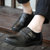 米斯康男士休闲皮鞋潮流韩版牛皮英伦男鞋日常休闲男皮鞋2106(黑色)第2张高清大图