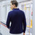 CINESSD 2020秋冬季新款青年商务长袖纯棉Polo衫男式纯色翻领t恤(蓝色 XL)第2张高清大图