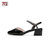 马内尔鞋子女2021新款一字扣法式单鞋女夏季中跟粗跟凉鞋GD18021(黑色 35)第2张高清大图