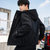 新款2021秋季韩版潮流男生棒球服工装连帽夹克男士休闲外套(黑色 L)第5张高清大图