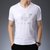 LIDEN AMANI 阿玛尼男士短袖T恤衫棉质V领中青年商务休闲时尚上衣体恤(白色 170/L)第2张高清大图